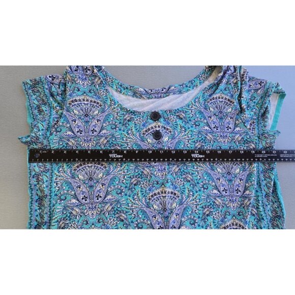 J Jill Fresh Teal Paisley Bottom Back Dress Size Large Viscose - Picture 8 of 16